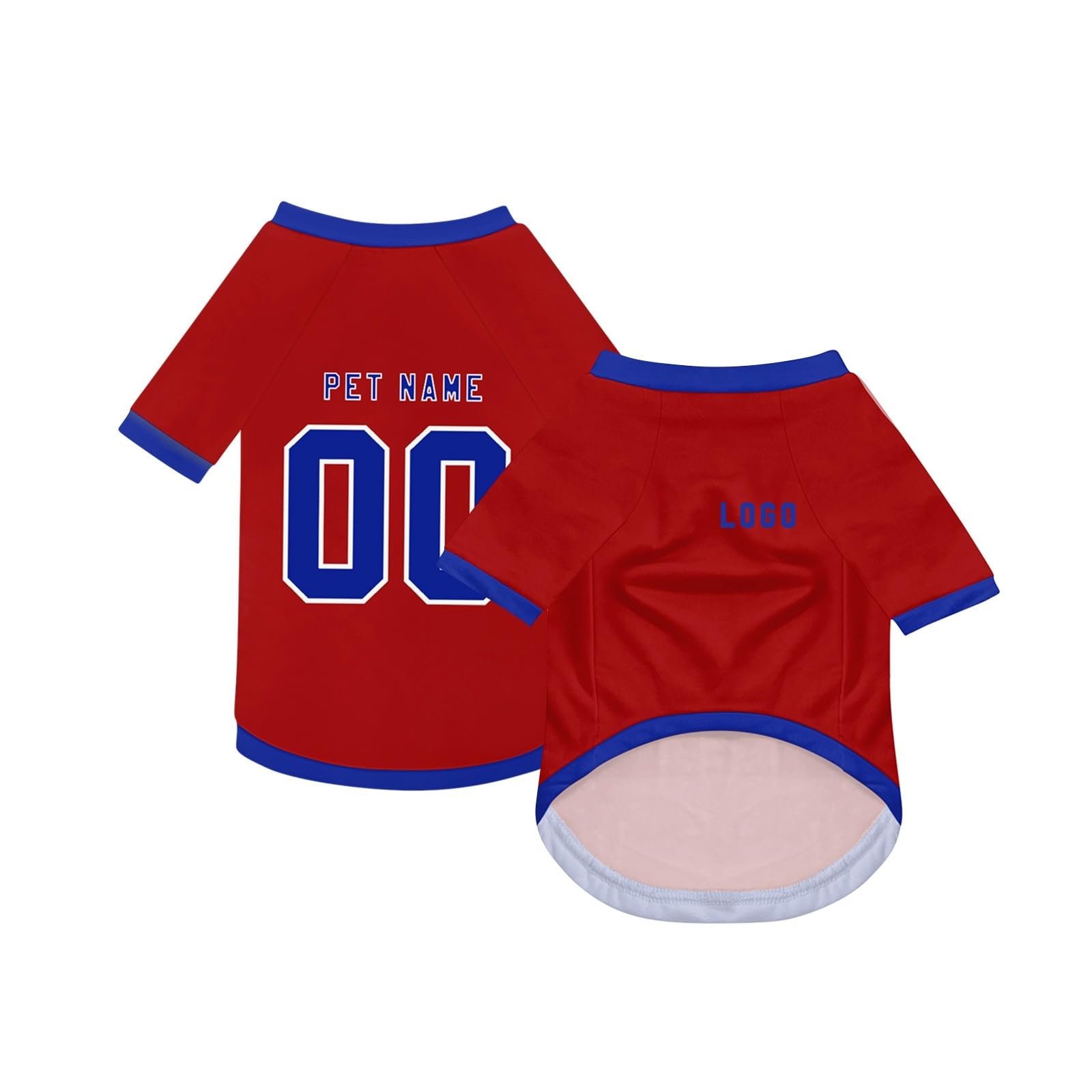 Dog Custom Football T-Shirt with Name Number or Logo ，Breathable Lightweight Polyester Doggy Tee,Sporty Pet Jersey Vest For Small, Medium & Large Dogs Clothes，Personalised Football Jersey Pet Shirt