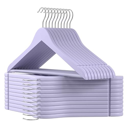 SONGMICS Wooden Hangers, 20-Pack Wood Coat Hangers with Shoulder Notches, Swivel Hook, Non-Slip for Jackets, Shirts, Suits, Black and Silver UCRW02B-20 Black + Silver