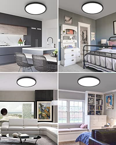 image for hepside 4PACK Flush Mount LED Ceiling Light Fixture Black, 12Inch 28Wa