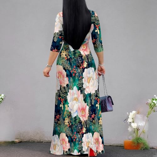 Image of PinkPatty Plus Size Maxi Dress for Women 3 /4 Sleeve Casual Long Dress
