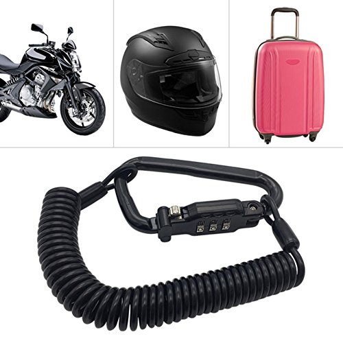 Image of Little World Motorcycle Helmet Lock & Cable, Heavy Duty Universal Combination Lock Cable Caribeaner Lock Motorcycle Security PIN Locking Chain for Bike Helmet, Jacket, Cabinets & Luggage (Pack of 2)