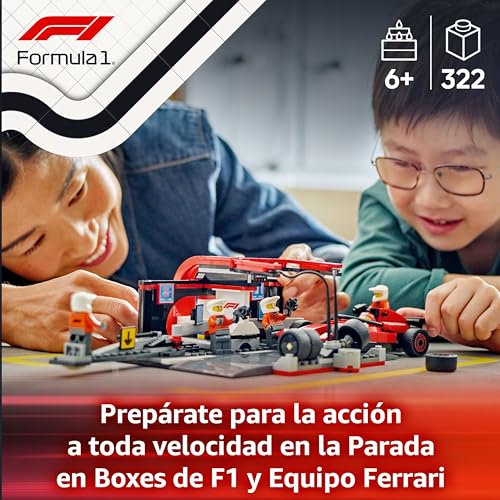 Miniatura 2 de LEGO City Parada en Boxes de F1 y Equipo de Mecánicos con Coche Ferrari de Juguete para Niños y Niñas de 6+ Años, Maqueta de Carreras de Fórmula 1 con Pit Stop y Minifigura de Piloto 60443