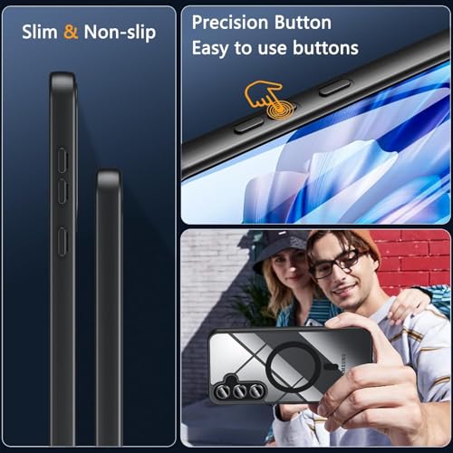 Image of DIZORO Compatible Samsung Galaxy A56 5g Case,Compatible with MagSafe, Non Yellow Military-Grade Drop Protection & Hard PC Back Cover Slim Transparent Anti-Scratch Shockproof Phone Case -Magsafe Black