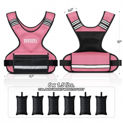 Image of Feyachi Adjustable Weighted Vest - 3-12 lbs /12-20 lbs /20-32 lbs X Type Weight Vest with Reflective Stripe Ideal for Running Workout and Training