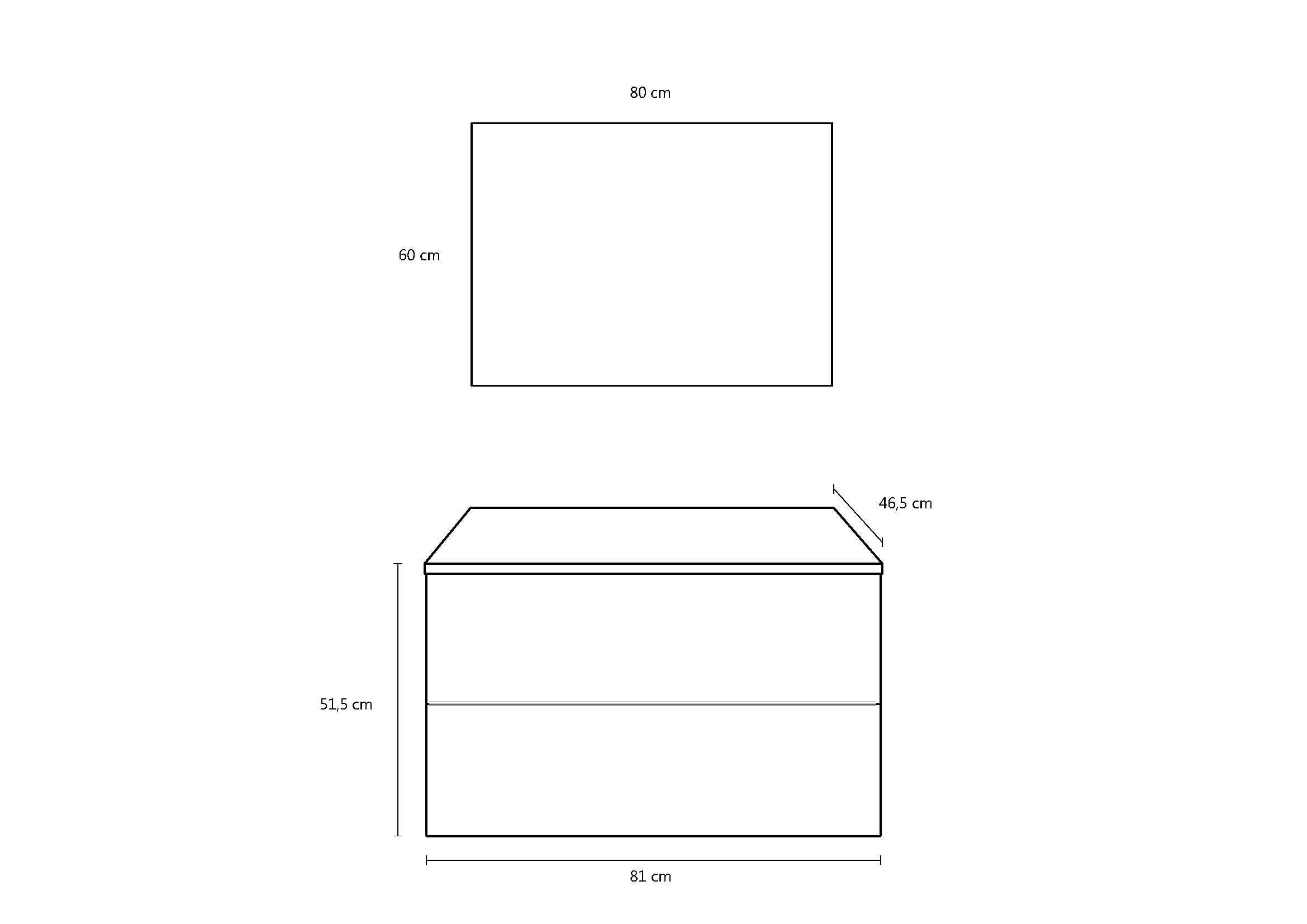 AQA DESIGN accessori casa composizione 4 pezzi bagno, base sospesa in melaminico antigraffio, nr2 cassetti con scorrimento e chiusura soft close, nr1 - Bianco - 81x46,5x190 cm