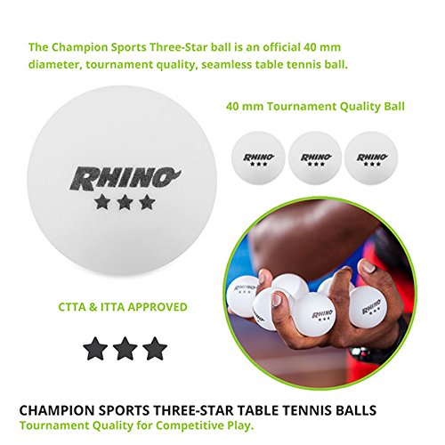 Champion Sports 3 Star Table Tennis Ball Pack, Tournament Size - White Ping Pong Balls, Set Of 38, With 40Mm Seamless Design - Professional Table Tennis Equipment, Accessories - Ctta And Itta Approved #TOP2