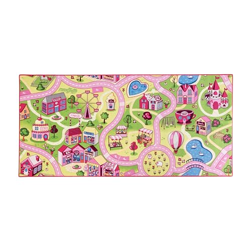 Carpet Studio Teppich Kinderzimmer 95x200cm, Kinderteppich, Spielteppich Straße Mädchen, Teppiche...
