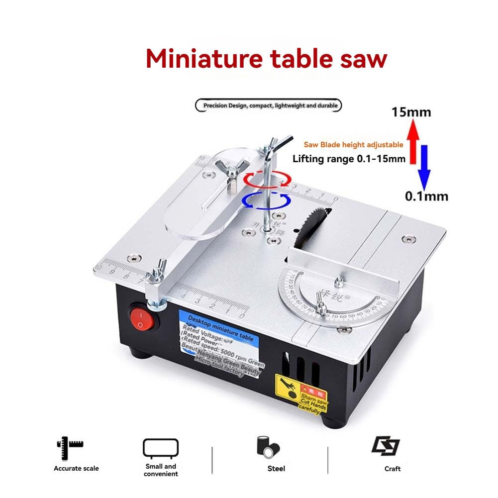 Mini piła stołowa do obróbki drewna, elektryczna piła stołowa, model DIY, narzędzie tnące, 96 W, elektryczna piła stołowa, wtyczka UE