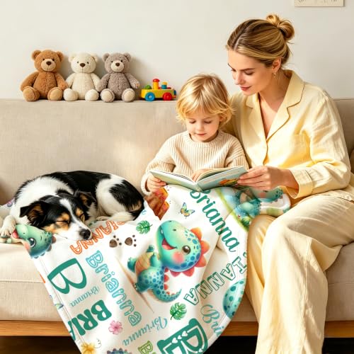 Image of Custom Dinosaur Blanket for Boys Girls,Ultra Soft Personalized Gifts Baby Blanket,Customized Throw for Toddlers Newborn Stroller Crib,30 inchx40 inch