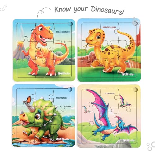 Image of Intelliskills Premium Jigsaw Puzzle for Kids, 36 Pcs Puzzle Set, Set of 4 Fun Learning&Educational Toy for Enhancing Concentration, Puzzle for Kids 3+Years,Best Birthday Gift, BIS Certified (Dinosaur)