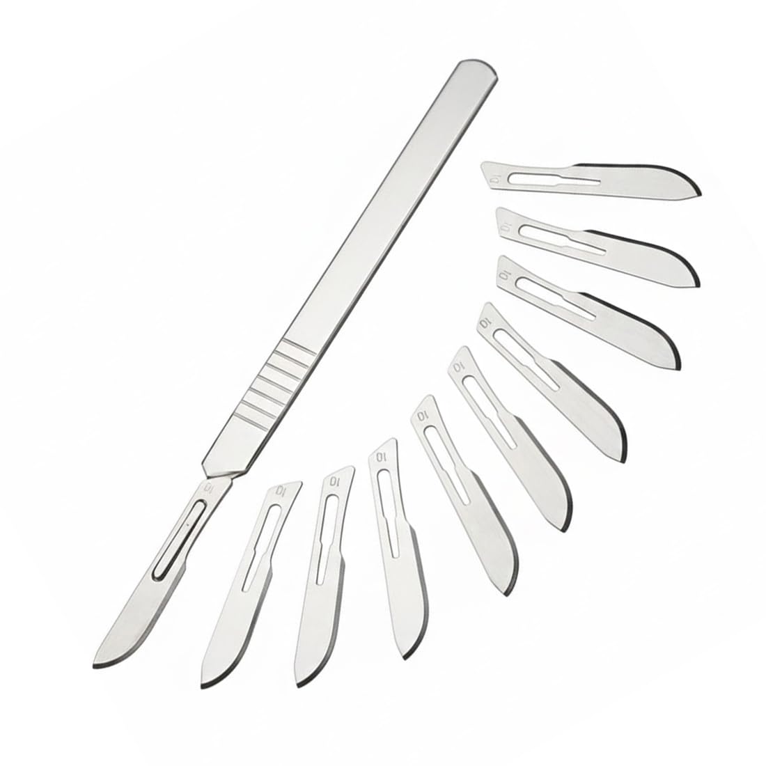 10 pcs Sterile Einweg-Skalpell-Klingen mit 1 pcs Skalpell-Griff, geeignet für Schneiden, Pediküre, Handwerk, Modellierung, Schneidmaterialien und Leder (Nr. 23)