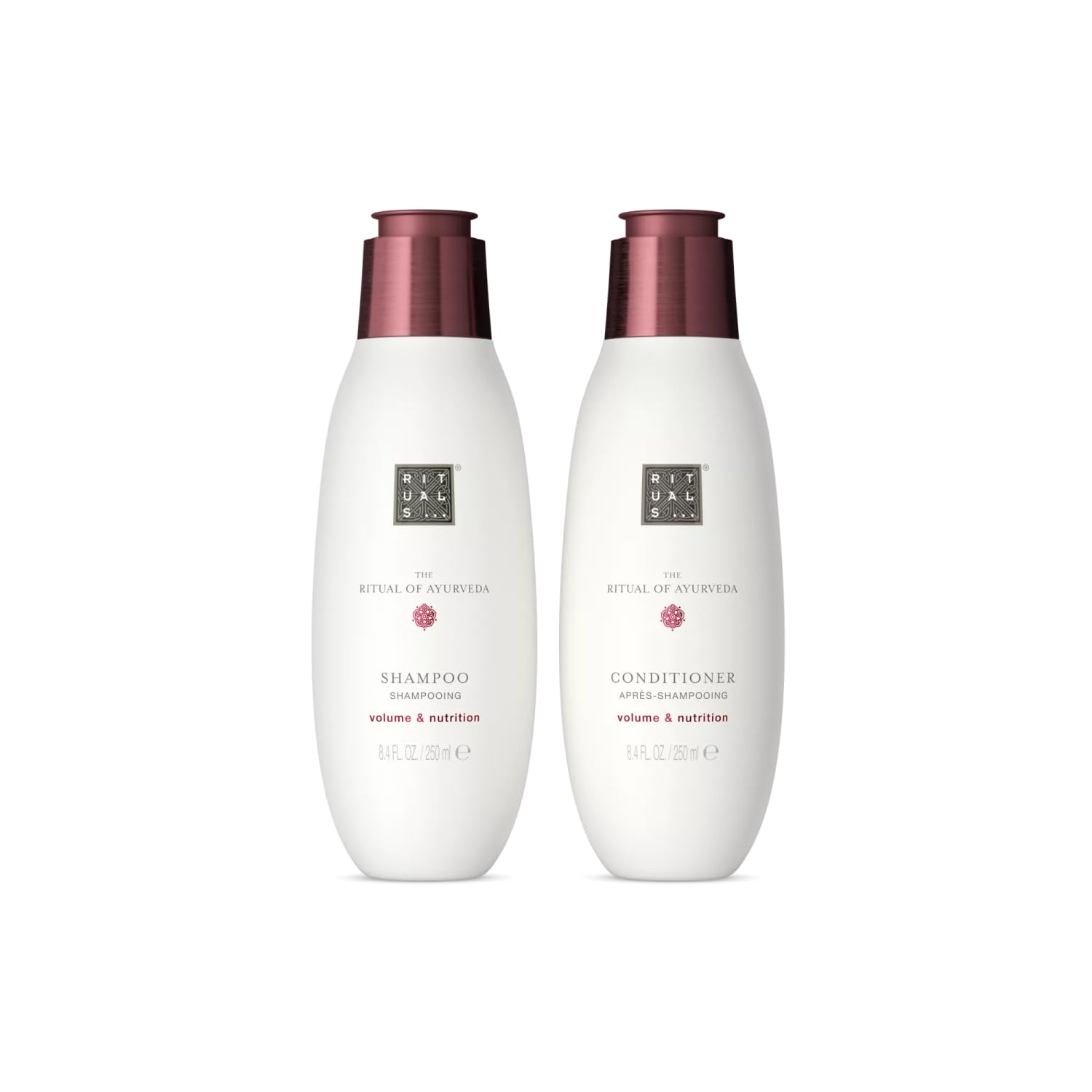 RITUALS Das Ritual of Ayurveda Vorteilspaket | Set aus Shampoo und Spülung | Mit Weizenprotein, Chia | Samen-, Reis- und Macadamianussöl | Vorteilspack 2 x 250 ml