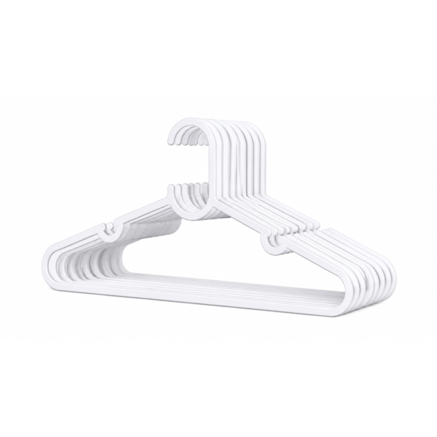 HOMESHOPA Children's Hanger, 10 Pack White Plastic Kids Hangers for Clothes, Ultra Thin Space Saving Nonslip Tubular Baby Hangers, Sturdy & Durable Infant Toddler Coat Hangers