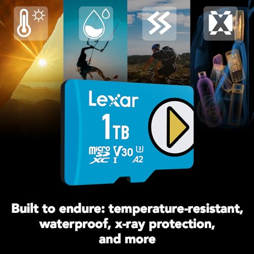 Image of Lexar 1TB Play Blue Micro SD Card, UHS-I, C10, U3, V30, A2, 4K, Up to 160MB /s microSDXC Memory Card, Expanded Storage for Nintendo-Switch 1, Gaming Devices, Smartphones, Tablets (LMSPLBL001T-BNNNU)