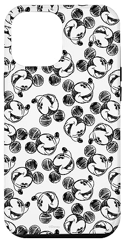Coque iPhone 12 Pro Max Mickey Mouse Disney noir et blanc style croquis minimaliste