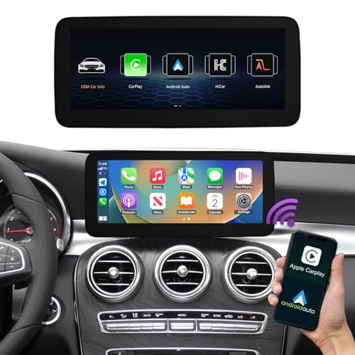 NINETOM 2026 Upgraded 10.25" Touchscreen Wireless CarPlay Android Auto Multimedia Car Radio Receiver Compatible with Mercedes Benz C GLC V Class W205 with NTG5.0/5.1/5.2 System (2015-2018)