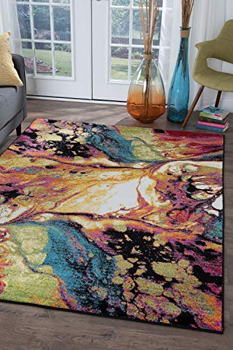 Soleil Contemporary Abstract Multi-Color Rectangle Area Rug, 8' X 10' #TOP3