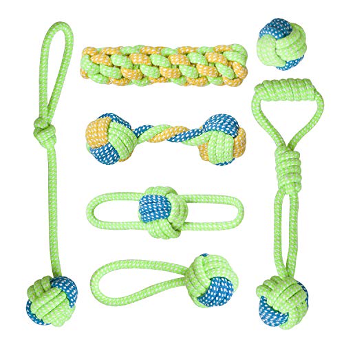 SOKUTOM Dog Toys-Dog Rope Toys for Small Medium Dogs and Puppy, Teething, Tug of War - Tough Dog Toys, Set of 7-Piece Assortment