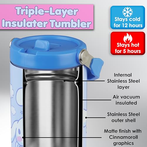 Image of Get Trend Hello Kitty Cinnamoroll 30oz Tumbler with Handle and Straw, Kids Stainless Steel Insulated Water Bottle, BPA-Free, Leak-Proof, Cold for 12h, Hot 5h, Kawaii Gifts for Girls (Blue Cinnamoroll)