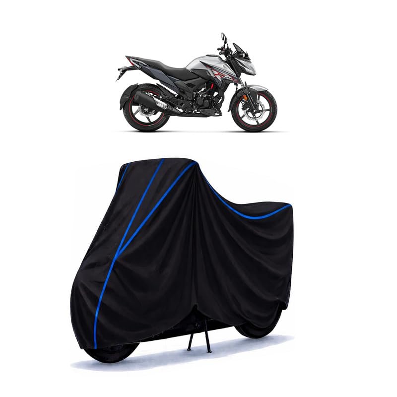 Image of X Blade 160 Bike Cover Water Resistant Universal Motorcycle Rain | Heavy Duty UV Protection, Dust, Scratch Indoor Outdoor All Weather with Black Blue Piping Elastic
