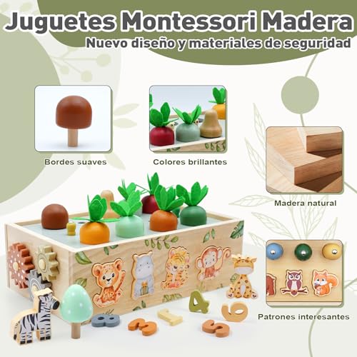 Miniatura 5 de Almaxi Juguetes Montessori 1 Años, Juguete Bebe 1 Año Safari Juegos Educativos Niños 1 2 3 Años, 9 En 1 Juguetes Niños 1 2 3 Años Montessori Madera, Regalos Niños 1 2 3 4 Años