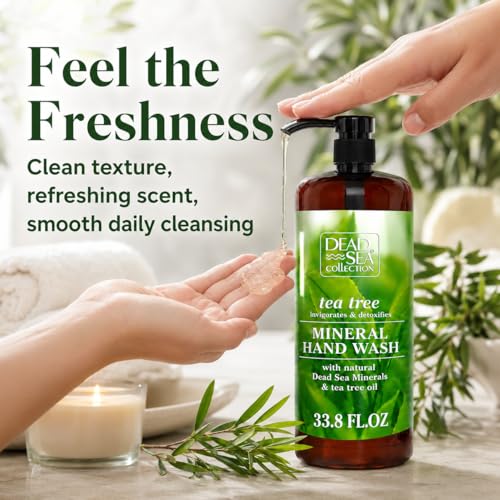 Image of Dead Sea Collection Hand Soap Pump Tea Tree - Hand Wash Liquid with Dead Sea Minerals and Tea Tree Nourishing - Invigorates & Detoxifies Oil - Gentle for All Skin Types Pack of 2 (33.8 Fl Oz Each)