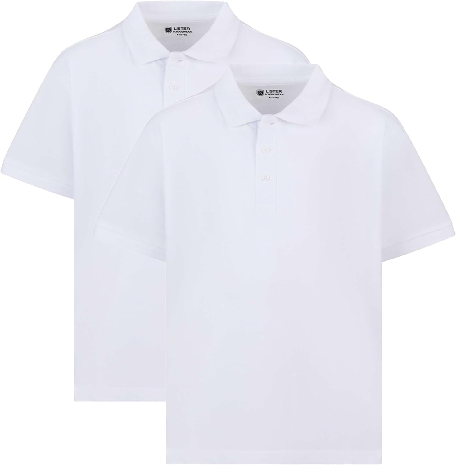 2 Pack Boys Plain 100% Cotton Ages 3-16y Polo Shirts Children School T-Shirt Uniform Summe
