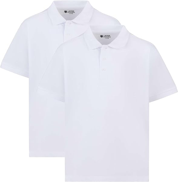 2 Pack Boys Plain 100% Cotton Ages 3-16y Polo Shirts Children School T-Shirt Uniform Summer - 1