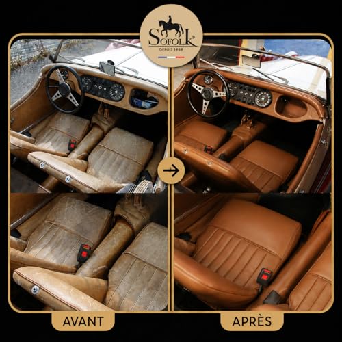 SOFOLK DEPUIS 1989 Kit Rénovation Cuir 21 COULEURS : Réparation + Peinture Cuir + Vernis pour VOLANT ou retouche de siège auto, chaise, sellerie, blouson, veste, chaussure, etc (NOIR - RAL 9005) – vue 5