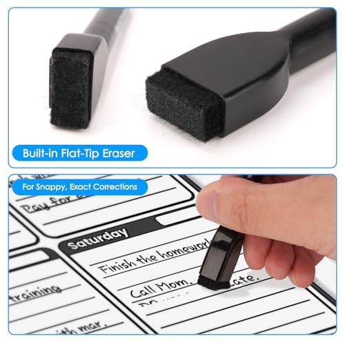 maxtek Magnetische Whiteboard Marker, 12 Schwarz Stifte Abwischbar mit Radiergummi, Feinspitze 1–2 mm Linienbreite, Folienstifte für Zuhause, Schule & Büro (12 Stück)