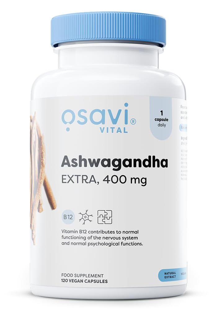 Osavi Ashwagandha Extra 400 mg – 120 Vegan Capsules | Stress & Wellbeing Support | Vegan Capsules with Ashwagandha & B12 to Enhance Stress Resilience | Mental Balance & Reduce Fatigue