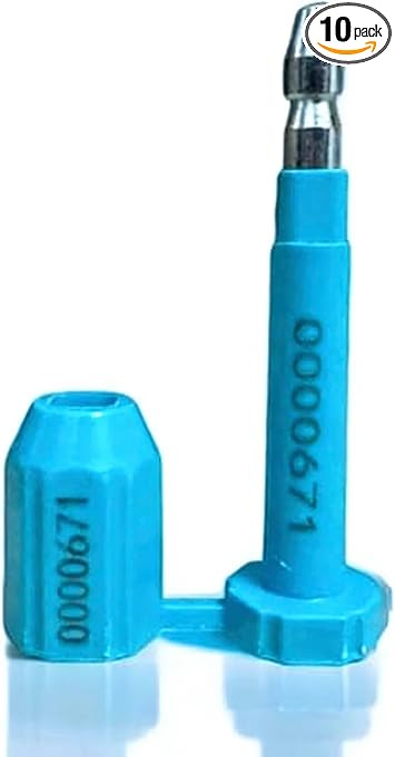 High Security Bolt Seals, Progressive Numbered Disposable Cargo Seals for Shipping Containers, Trucks, Trailers, Logistics 10, Blue