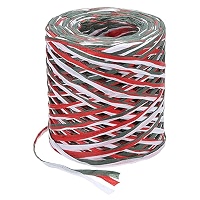 Raffia Paper Craft Ribbon - 120m (394ft) 4-Ply String For Gift Wrapping, DIY Crafts (Green/Yellow/White/Dark Green)