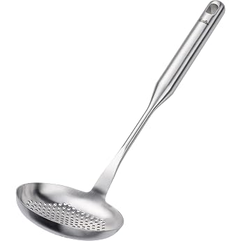 Fissler, Essential Slotted Spoon (35 cm), Stainless Steel, Straining &amp; Serving, Hanging Loop, Dishwasher Safe