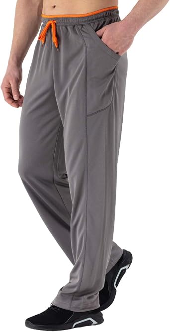 Gopune Mens Jogger Sweatpants Breathable Running Gym Athletic Mesh Pants Open Bottom