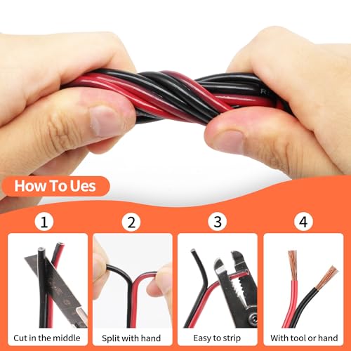10 Gauge Wire, 10AWG Automotive Electrical Wire 100FT 2 Conductor Red Black 12V/24V DC Cable LED Strips Extension Cord for Light RC Car Speaker Wire by energeaster - Image 8
