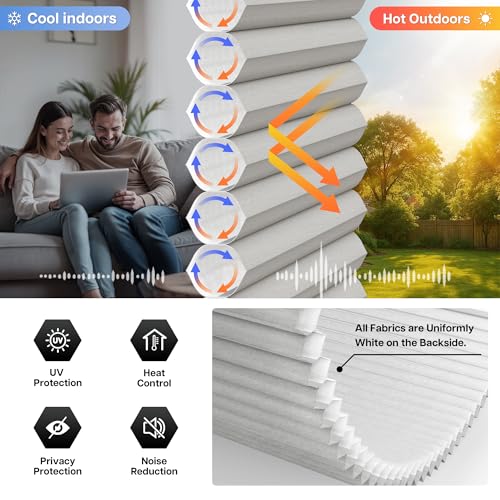 LazBlinds No Drill Cordless Cellular Shades for Doors, 25" W x 40" H, Grey by LazBlinds - Used condition - Image 4