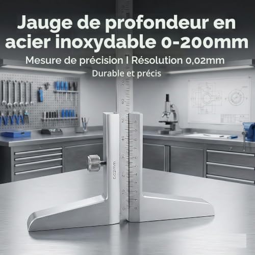 KATSU Jauge de Profondeur 0-200mm 0,02mm Précision Métrique Jauge de Profondeur Pied à Coulisse Vernier de Outil de Mesure 401172 – vue 5