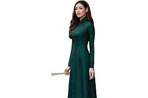 A44 Green Ao Dai Gam No Pants Ao dai Vietnam Vietnamese Traditional...