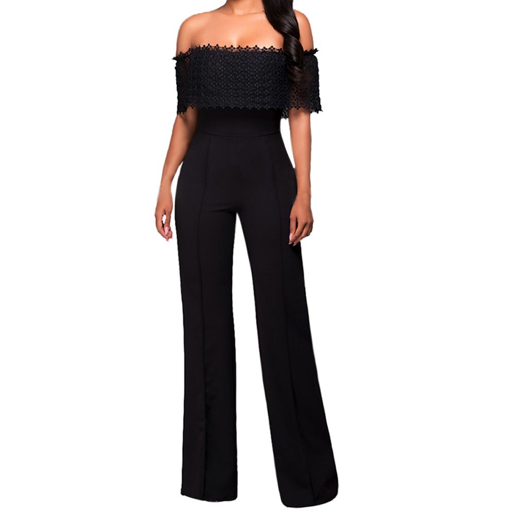 Combinaison Jumpsuit sans Manche Femme Fille Combishort Rompers Uni Dos Nu Dentelle Jambe Large Mode Confort Elégant Casual Bureau Printemps Eté