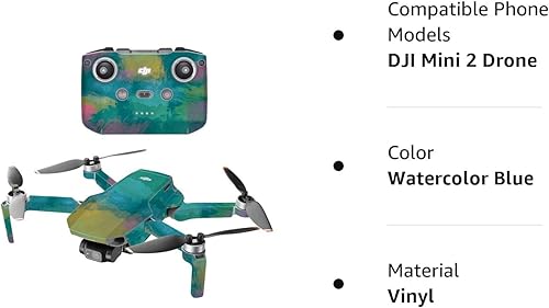 Miniatura 5 de MightySkins - Compatible con DJI Mini 2 Dron portátil - Azul acuarela  Funda protectora de vinilo duradera y única  Fácil de aplicar, quitar y
