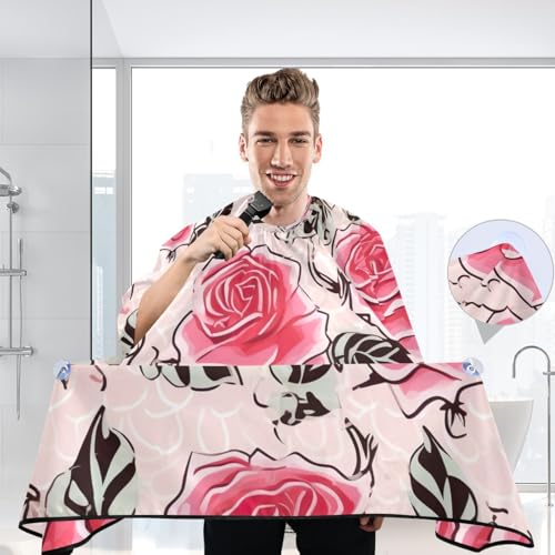 Capa profesional para corte de cabello con estampado floral, impermeable, con cierre ajustable de broche, para peluquería y barbería miniatura 6