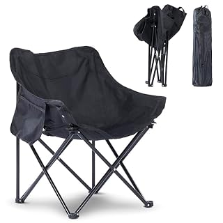 JOVARE Heavy Duty Folding Camping Chair with Side Pocket, Portable Outdoor Chair for Camping, Road Trips, Garden & Travel, Compact & Lightweight with Carry Bag –150KG Weight Capasity
