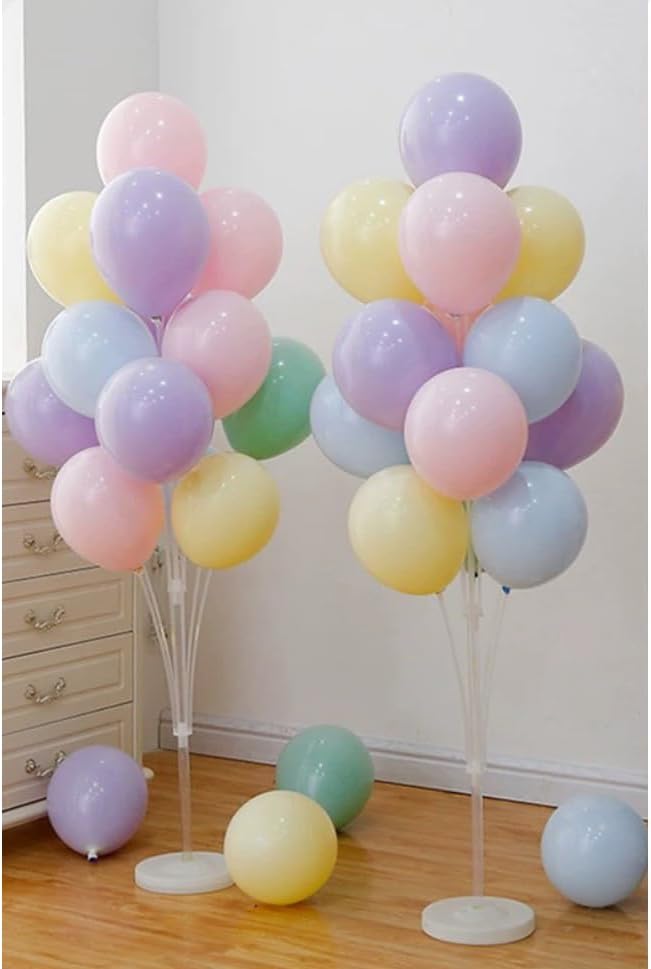 Leesoot 2 Sets 62inch Macarons Floor Balloon Column Kit Stand with Balloon Backdrop Decoration for Graduation Wedding Birthday Baby Shower Gender Reveal Party Balloon Tower Balloon Tree