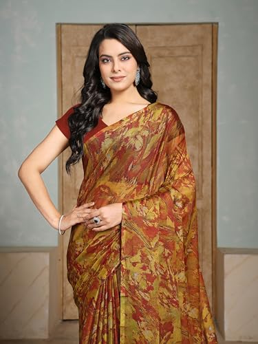 Image of Garden Vareli Nara Chiffon Abstract Printed Saree