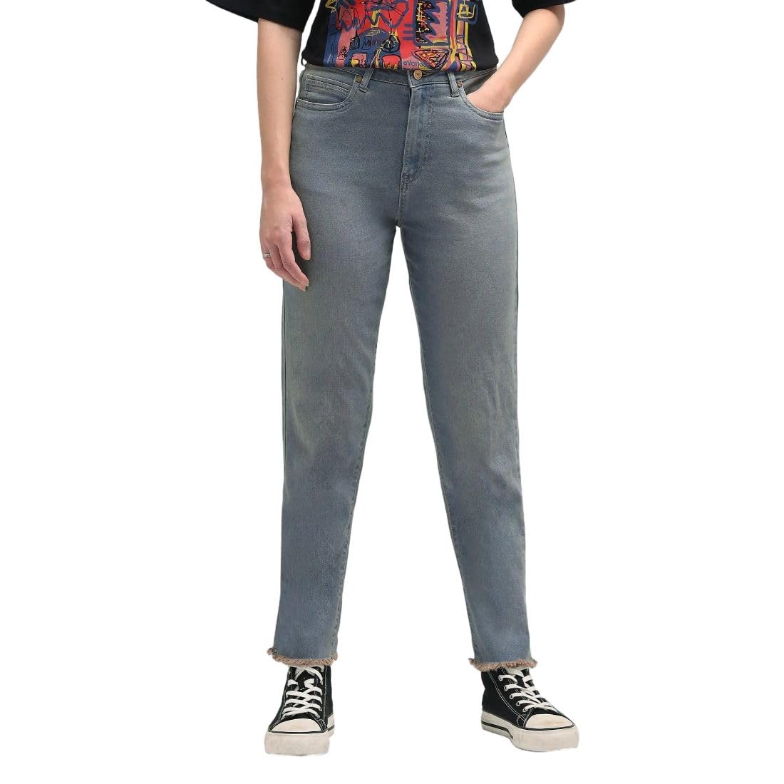 Women's Mom Fit Jeans| Solid | High Rise | Stretchable | Jeans for Woman-image-23
