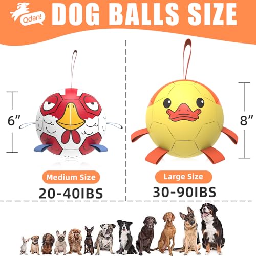 Image of QDAN Dog Toys Soccer Ball with Straps, Interactive Dogs Toys for Tug of War, Puppy Birthday Gifts, Dogs Tug Toy, Dog Water Toy, Durable Dog Balls for Medium & Large Dog - Duck(8 Inch) | Durable Dog Balls for Aggressive Chewers, Interactive Soccer Ball Toys, for Tug of War, Birthday Gifts for Large Dogs, Duck