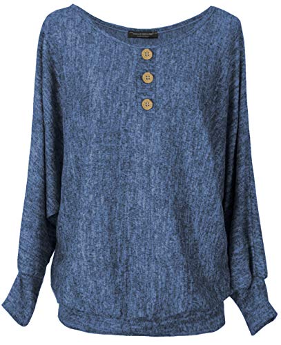Emma & Giovanni - Sudadera con Cuello Abotonado - Mujer (Azul, XL-XXL) Cover