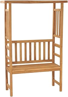 Teak Wood Garden Bench with Pergola, Outdoor Patio Seating for Two, Dura...