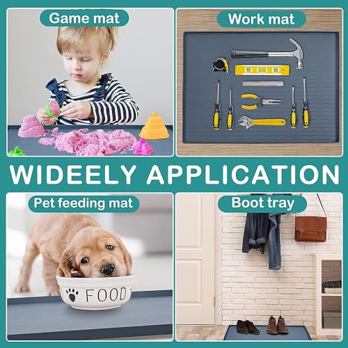 Image of URMONA Waterproof Silicone Under Sink Mat 37'' x 22'' Shelf Liner for Kitchen and Bathroom, Cabinet and Counter Protector, Storage and Organizers, Litter Mat, Pet Cat Puppy Essentials(Black)